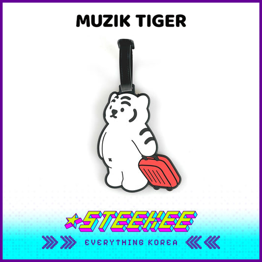 MUZIK TIGER小老虎萌趣旅行箱包防水防污姓名牌白虎款闪奇韩国4062