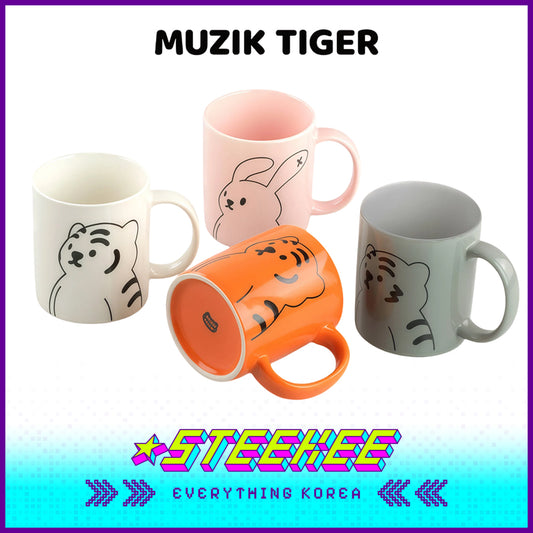 MUZIK TIGER小老虎大容量陶瓷印花马克杯套装400ml闪奇韩国4063