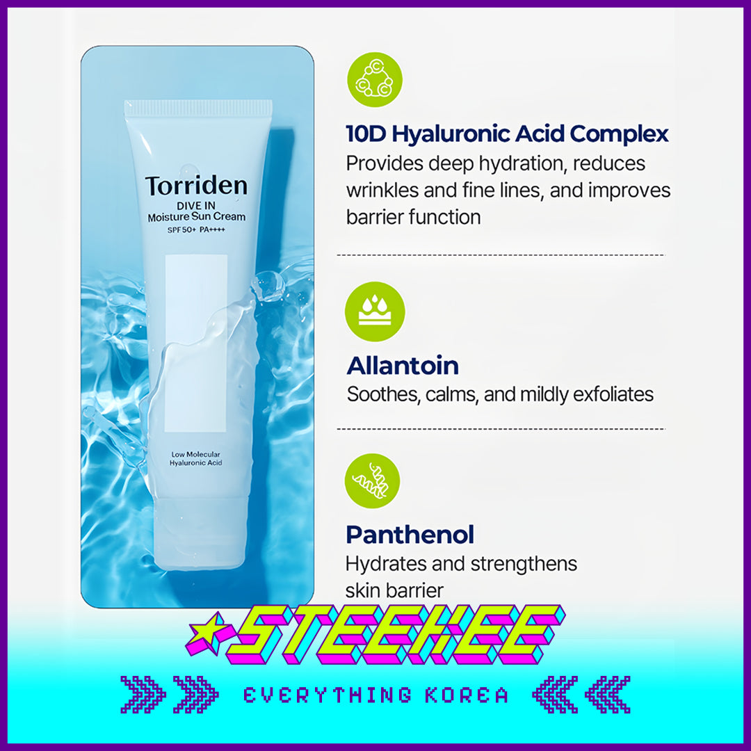 Torriden DIVE IN Watery Moisture Sun Cream Sunscreen SPF 50+ PA++++ 60ml by Steekee Korea 4083