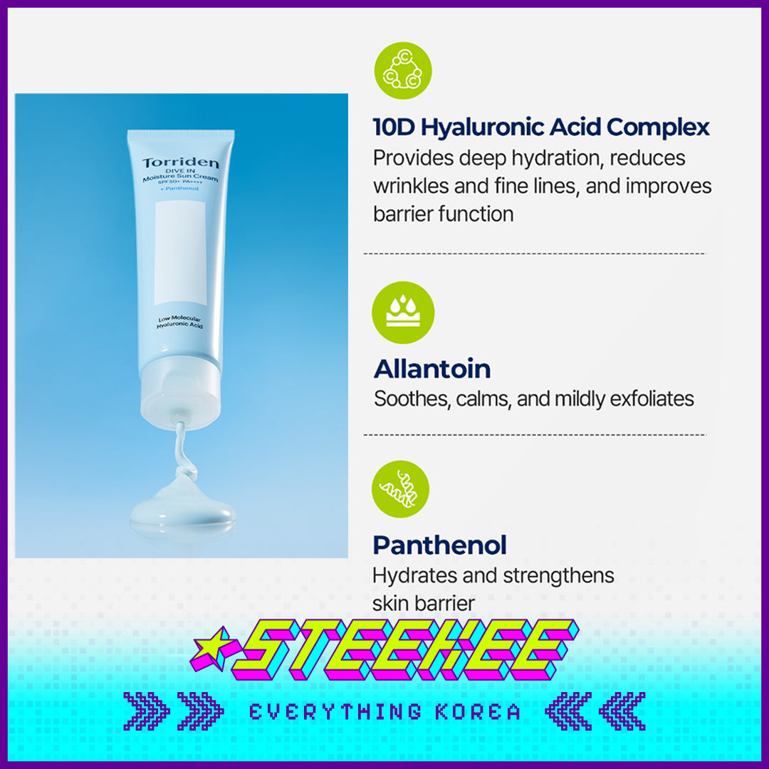 Torriden DIVE IN Soothing Moisture Sun Cream Panthenol Sunscreen SPF 50+ PA++++ 60ml by Steekee Korea 4084