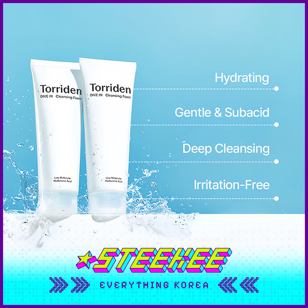 Torriden Low Molecular Hyaluronic Acid Cleansing Foam Facial Cleanser 150ml by Steekee Korea 4085