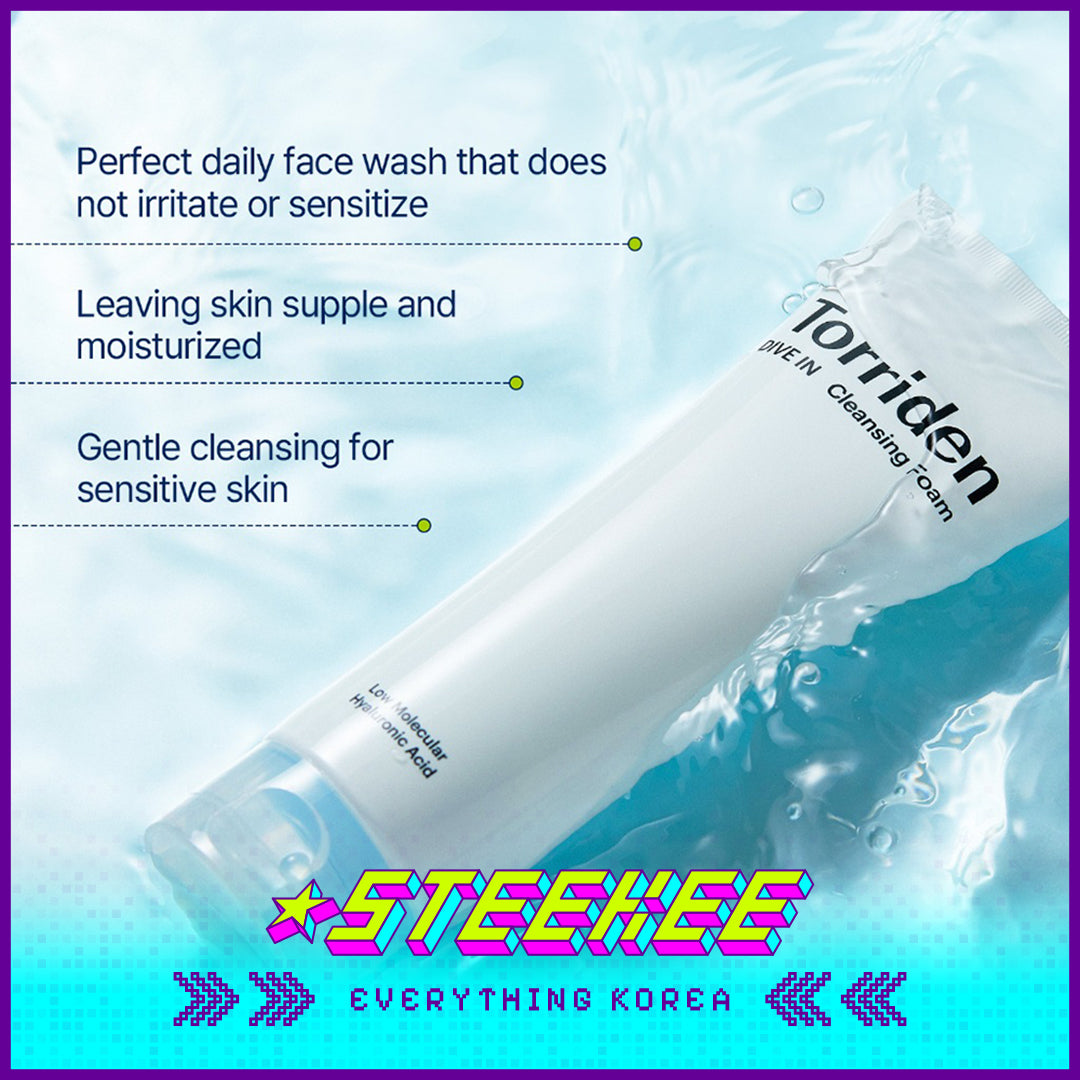 Torriden Low Molecular Hyaluronic Acid Cleansing Foam Facial Cleanser 150ml by Steekee Korea 4085