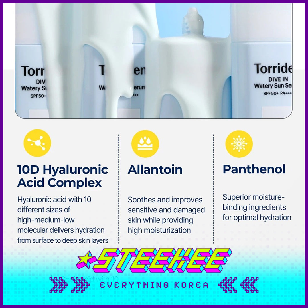 Torriden DIVE IN Moisturizing Low Molecular Hyaluronic Acid Watery Sun Serum 50ml SPF 50+ PA++++ by Steekee Korea 4086