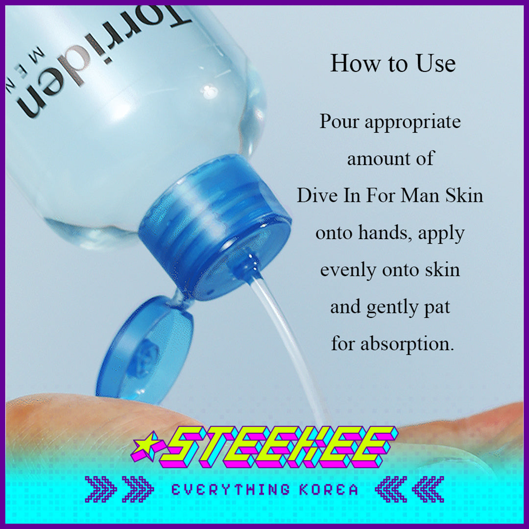 Torriden DIVE IN For Man Low Molecular Hyaluronic Acid Skin Hydrating Soothing Toner 300ml by Steekee Korea 4090