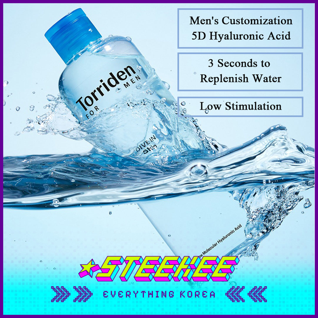 Torriden DIVE IN For Man Low Molecular Hyaluronic Acid Skin Hydrating Soothing Toner 300ml by Steekee Korea 4090