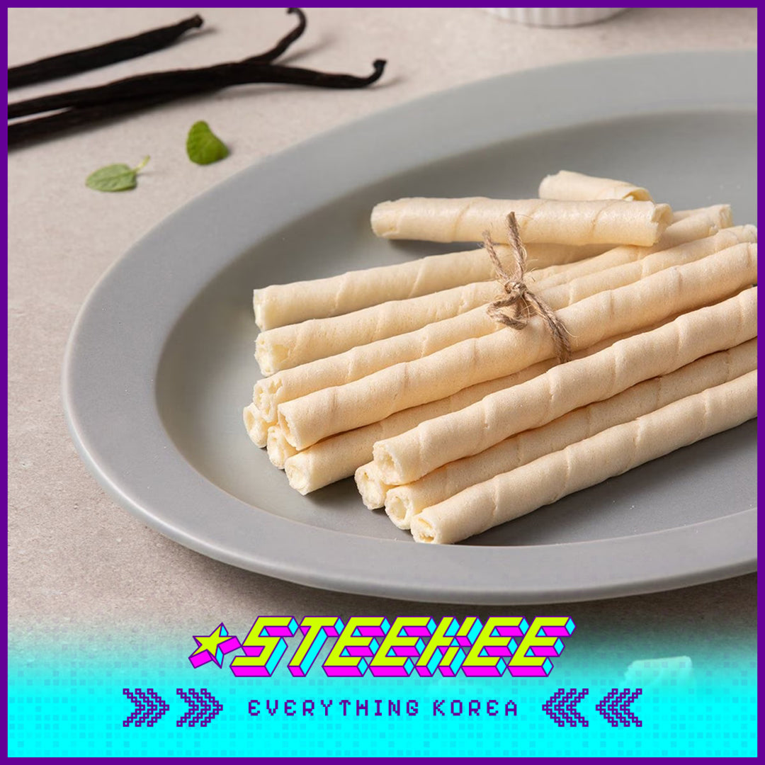 No Brand Vanilla Flavor Wafer Roll Snack 115g by Steekee Korea 4115