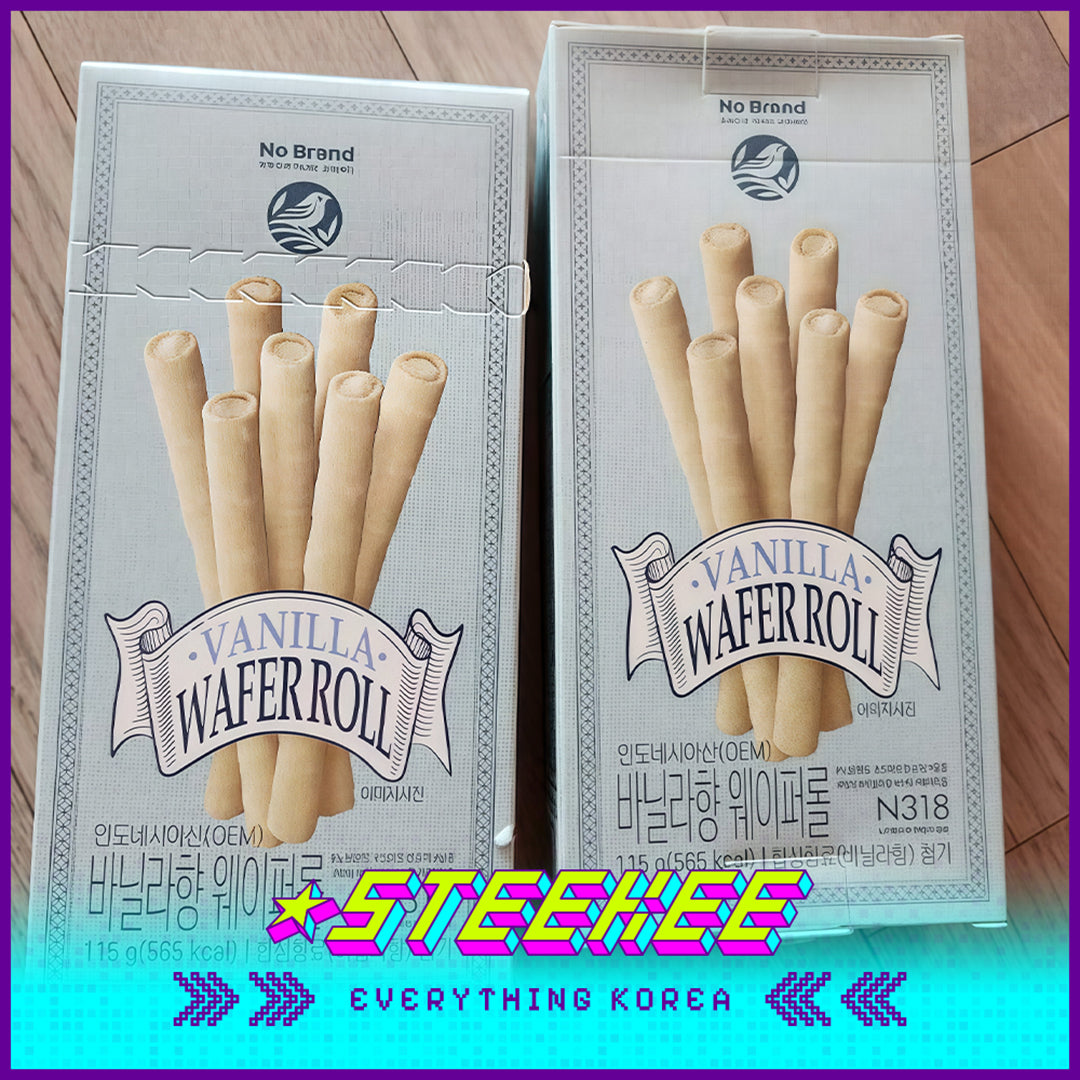 No Brand Vanilla Flavor Wafer Roll Snack 115g by Steekee Korea 4115