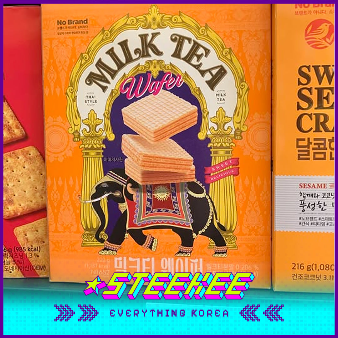 No Brand Milk Tea Sandwich Wafer Biscuits 220g by Steekee Korea 4123