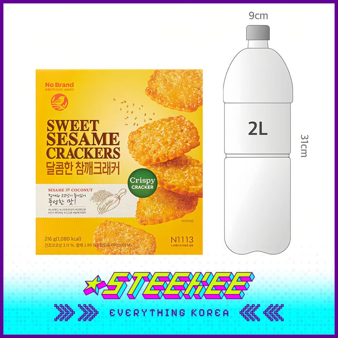No Brand Sweet Sesame Coconut Flavored Thin Cracker Snack 216g Set of 6 by Steekee Korea 4154