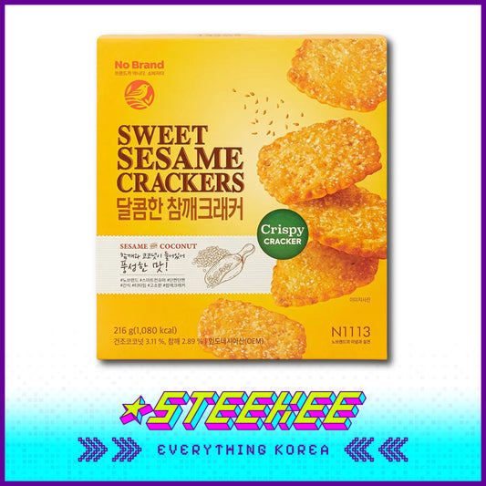 No Brand Sweet Sesame Coconut Flavored Thin Cracker Snack 216g Set of 6 by Steekee Korea 4154