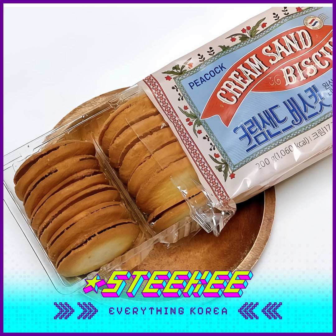 PEACOCK Cream Sandwich Soft Biscuits 200g by Steekee Korea 4161