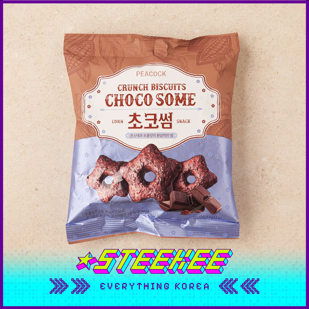 PEACOCK Chocolate Star-Shaped Corn Crisp 76g by Steekee Korea 4165