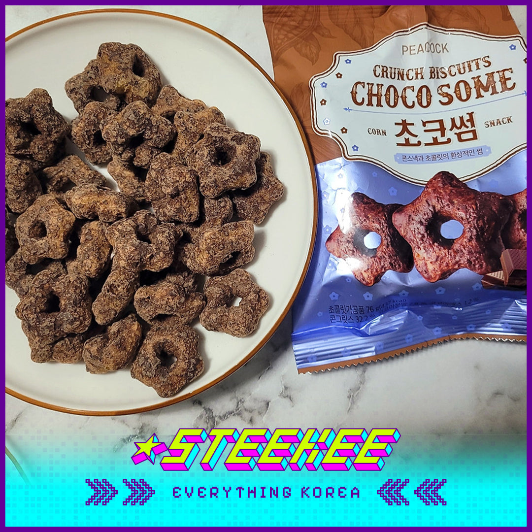 PEACOCK Chocolate Star-Shaped Corn Crisp 76g by Steekee Korea 4165