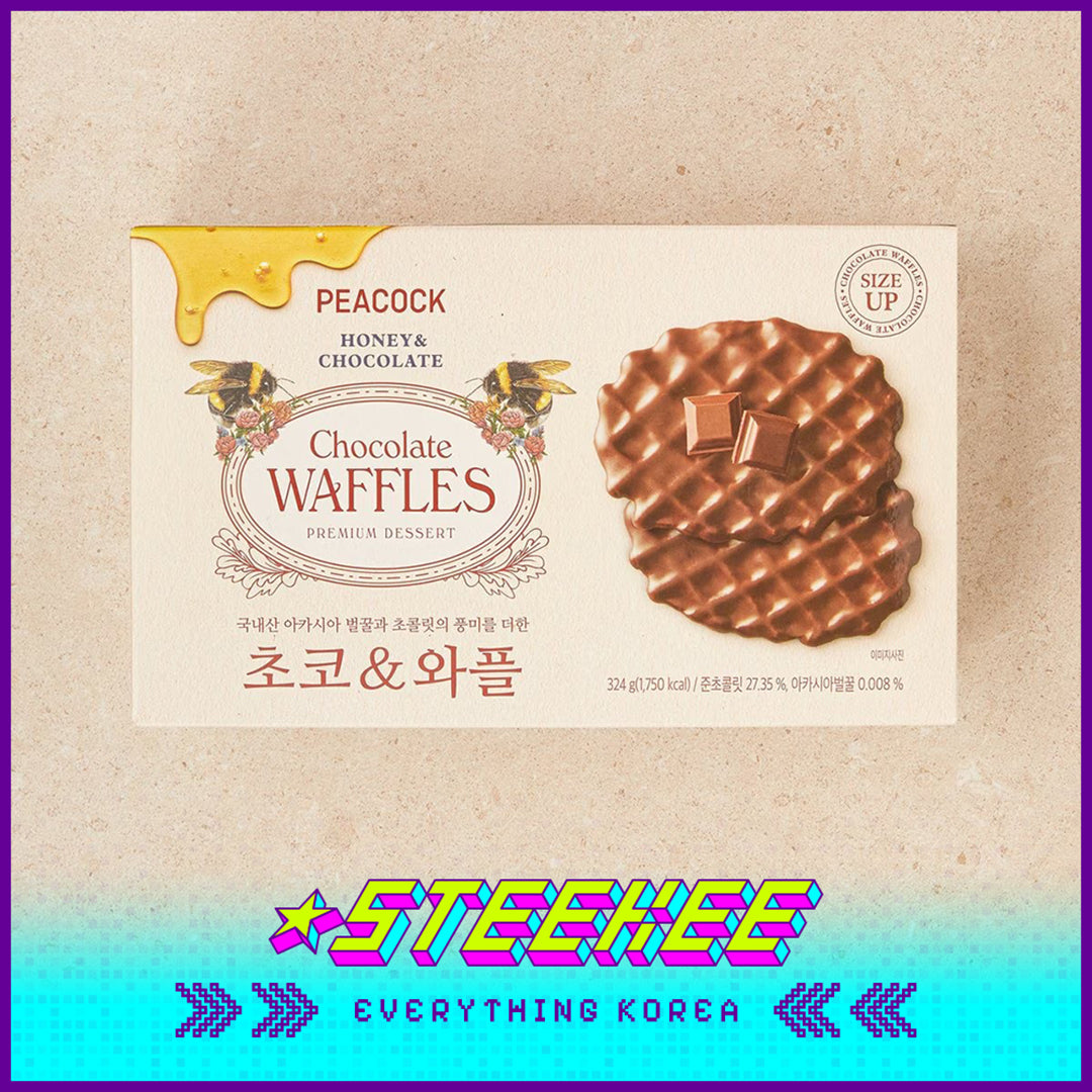 PEACOCK Honey Chocolate Local Wheat Butter Waffles Premium Dessert Snack by Steekee Korea 4169