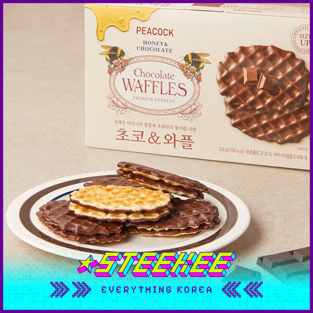 PEACOCK Honey Chocolate Local Wheat Butter Waffles Premium Dessert Snack by Steekee Korea 4169