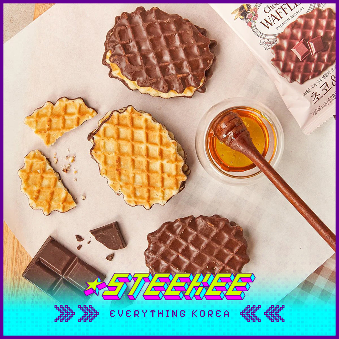 PEACOCK Honey Chocolate Local Wheat Butter Waffles Premium Dessert Snack by Steekee Korea 4169