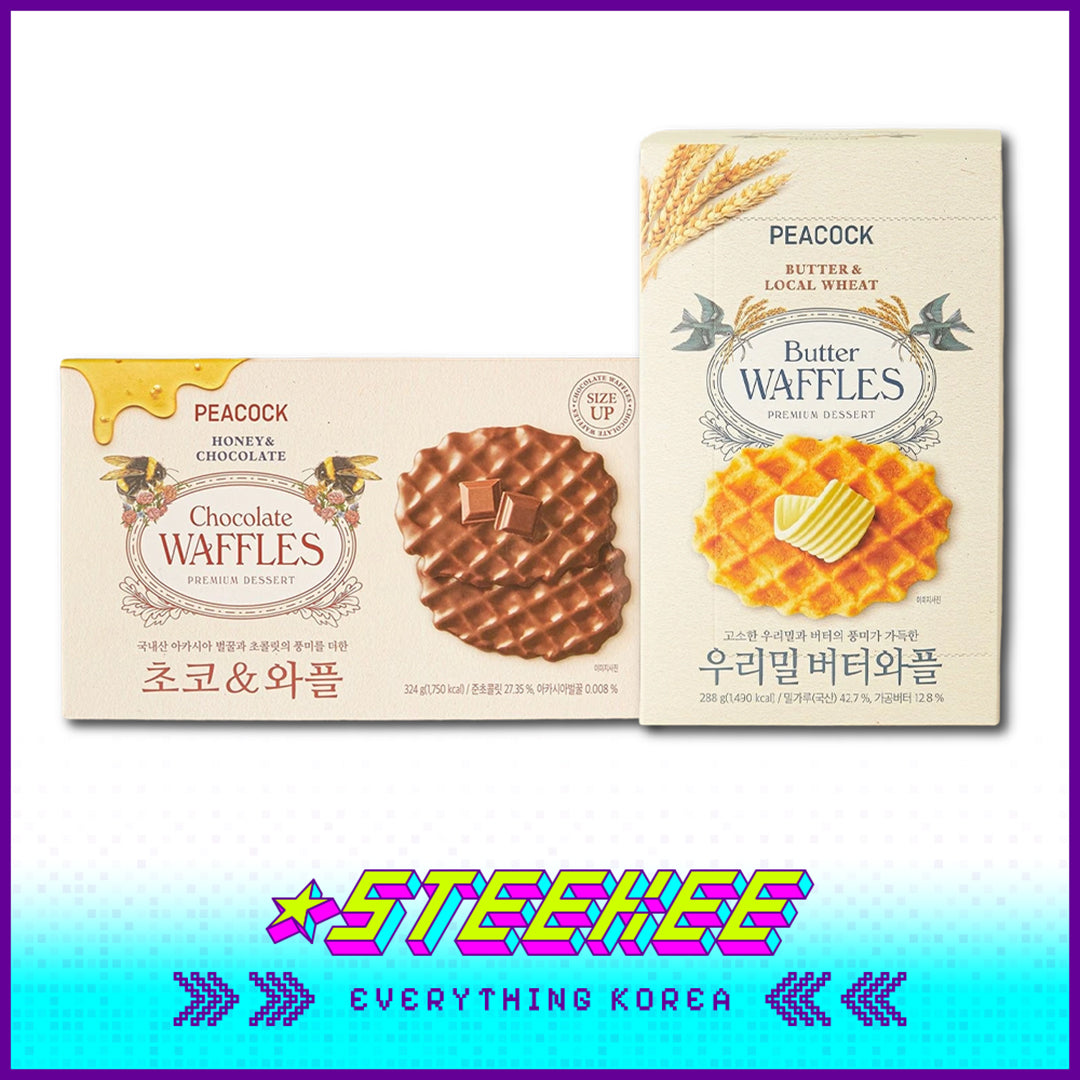PEACOCK Honey Chocolate Local Wheat Butter Waffles Premium Dessert Snack by Steekee Korea 4169