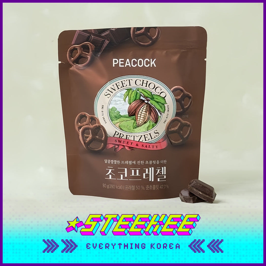 PEACOCK Sweet Chocolate Pretzels One-bite Snack 105g by Steekee Korea 4171