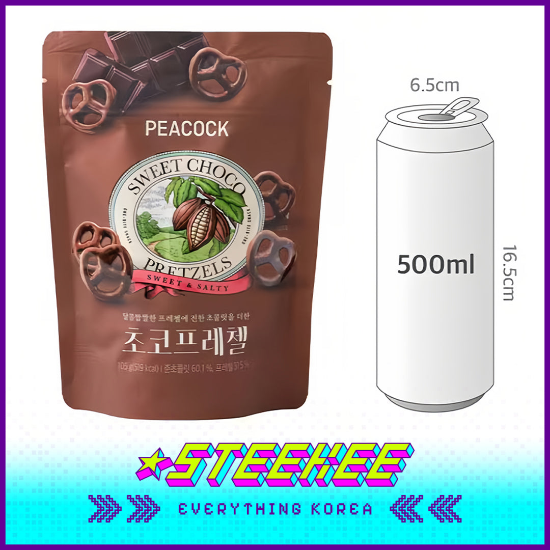 PEACOCK Sweet Chocolate Pretzels One-bite Snack 105g by Steekee Korea 4171