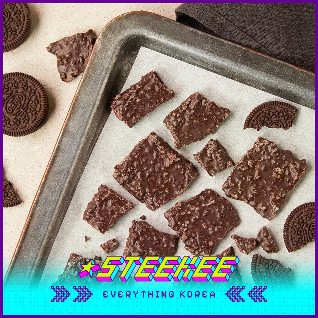 PEACOCK Dark Cookie Crunch Bark Milk Hazelnut Mocha Bark Thin Snack 200g by Steekee Korea 4172