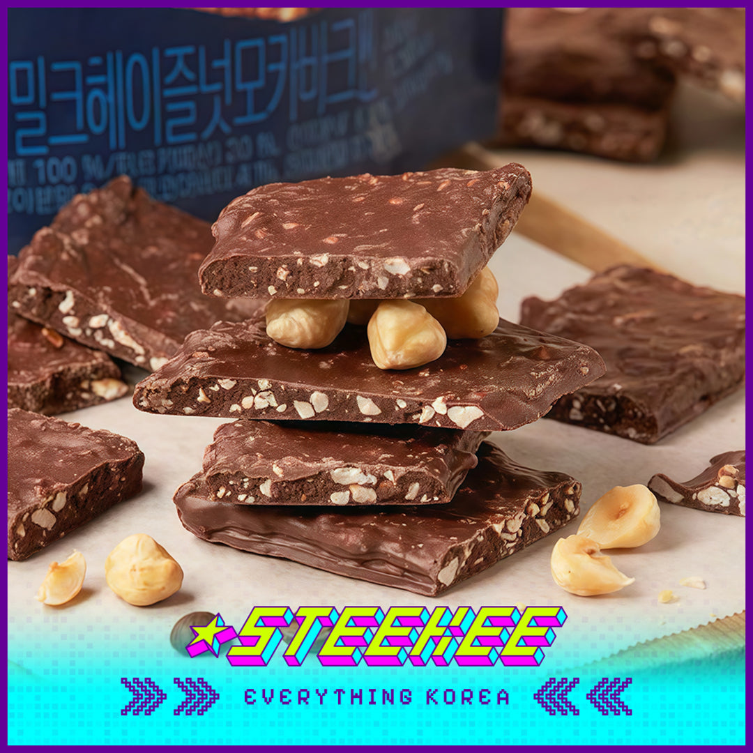 PEACOCK Dark Cookie Crunch Bark Milk Hazelnut Mocha Bark Thin Snack 200g by Steekee Korea 4172