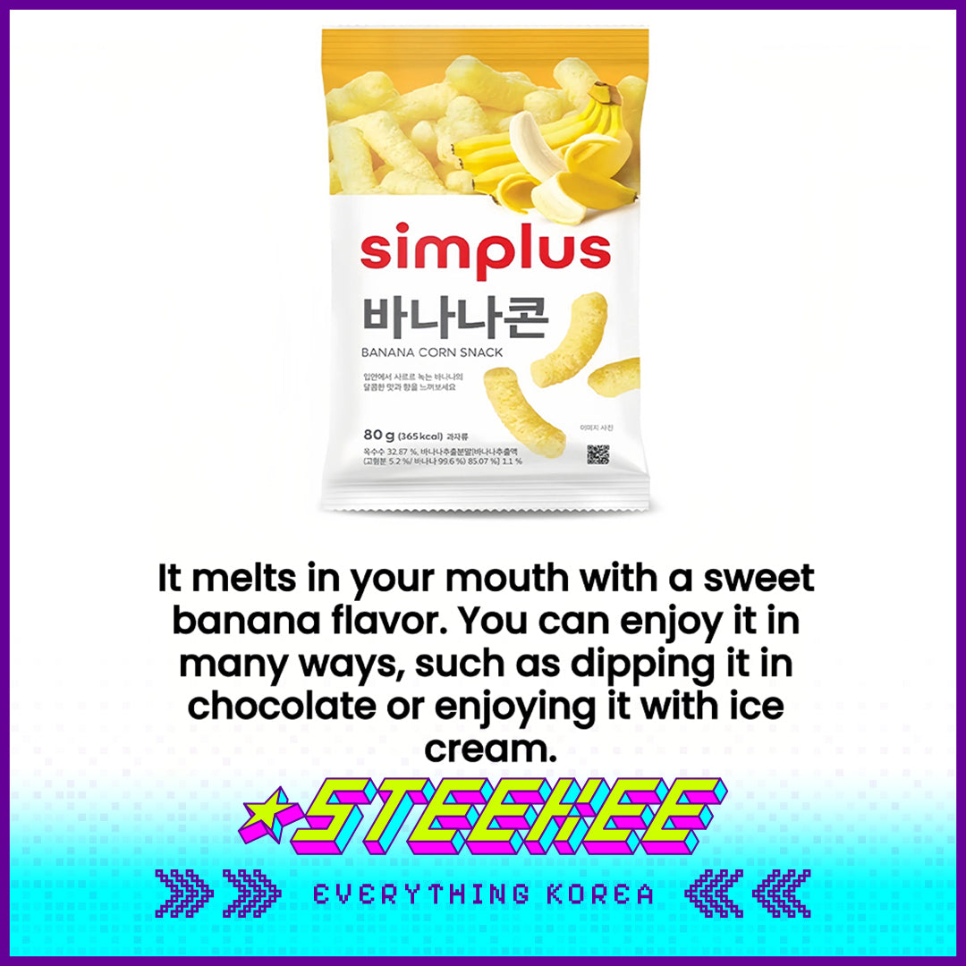 Simplus Sweet Banana Corn Crisp 80g by Steekee Korea 4181