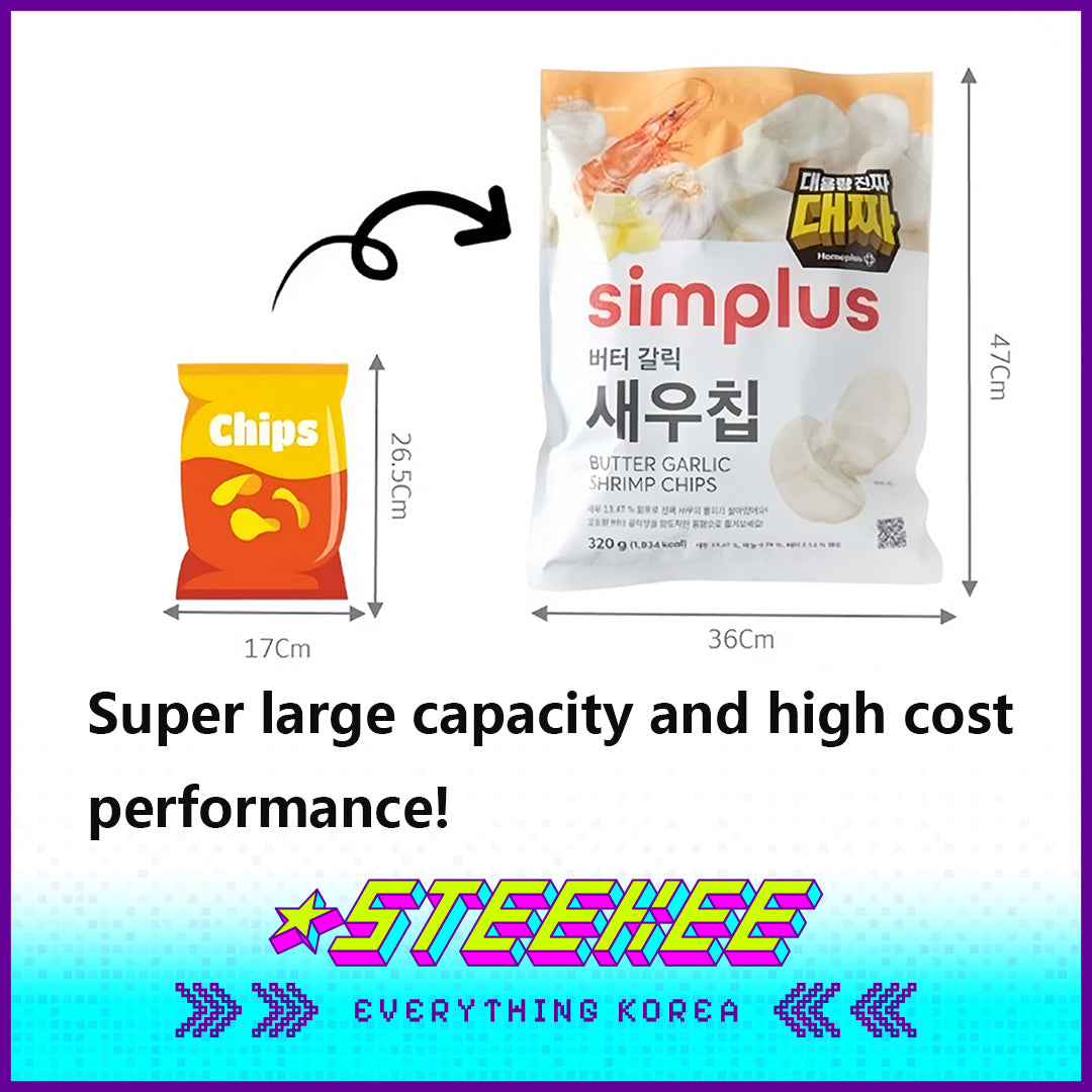 Simplus Large Capacity Butter Garlic Scallop Cheese Shrimp Chips Snacks by Steekee Korea 4183