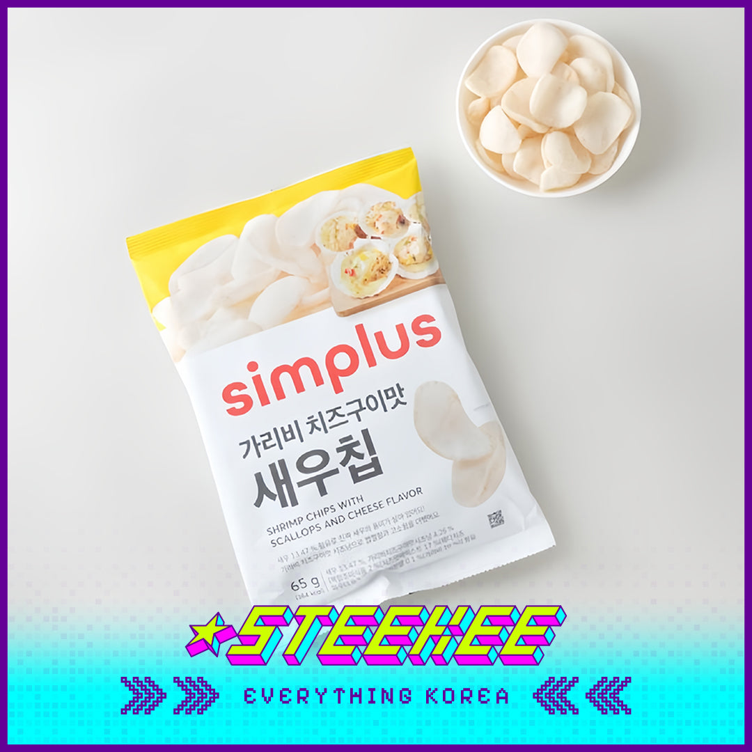 Simplus Butter Garlic Scallop Cheese Wasabi Flavor Crispy Shrimp Chips Snacks by Steekee Korea 4184
