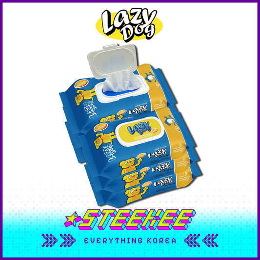 LazyDog天然植物配方温和宠物清洁湿巾6包装闪奇韩国4248