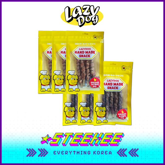 LazyDog手工鸡肉鸭肉肉干卷零食3个装闪奇韩国4250