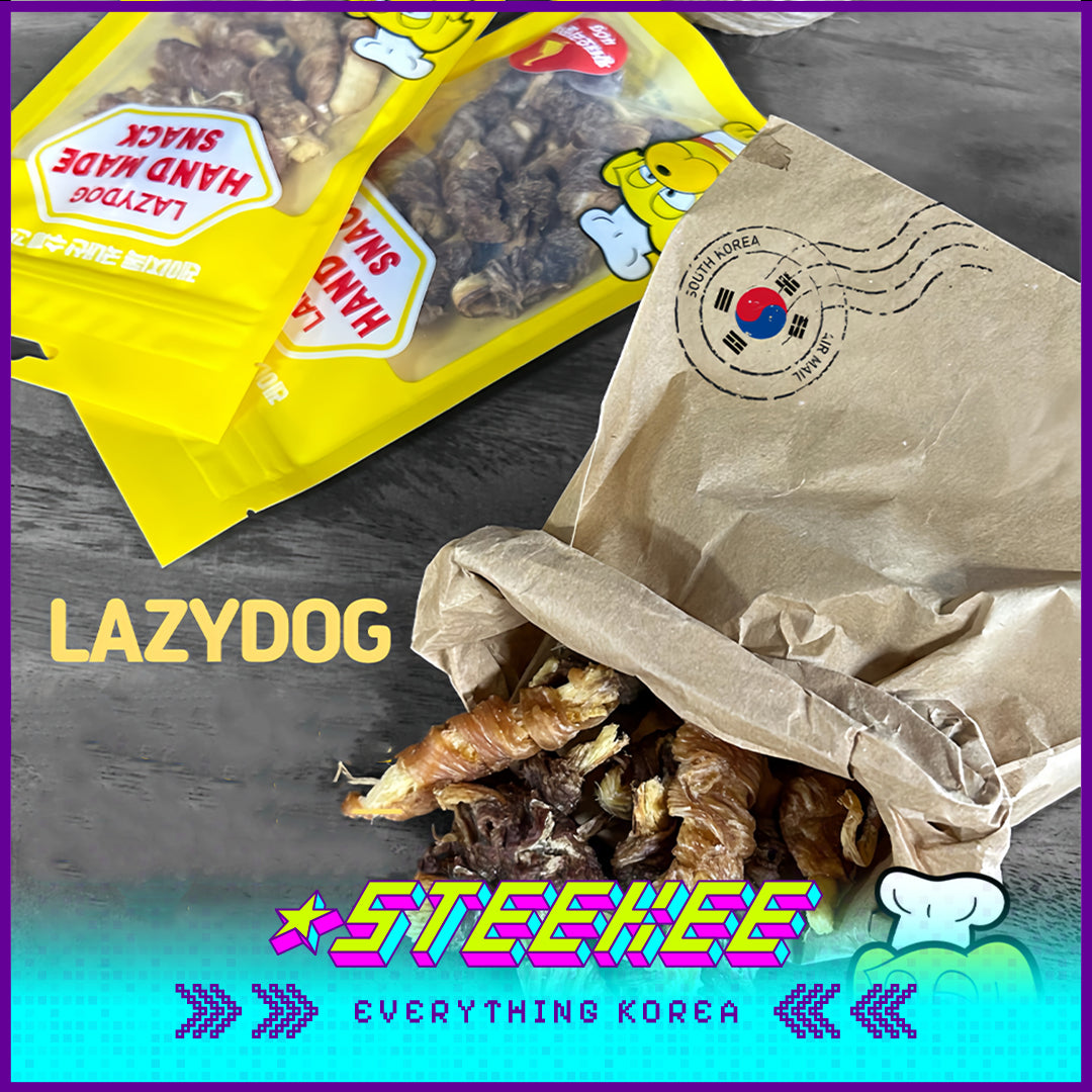 LazyDog手工明太鱼鸡肉鸭肉肉干卷零食3个装闪奇韩国4251