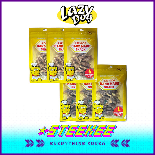 LazyDog手工明太鱼鸡肉鸭肉肉干卷零食3个装闪奇韩国4251