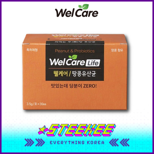 Welcare可挤压无糖花生益生菌105g30条装闪奇韩国4257