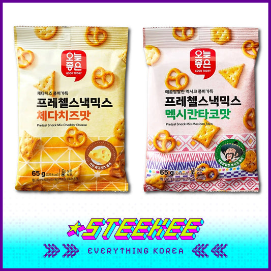 GOOD TODAY Mixed Pretzels Cheddar Cheese Flavor Mexican Taco Flavor 65g by Steekee Korea 4291