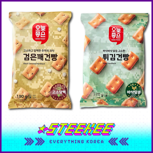 GOOD TODAY Fried Black Sesame Hardtack Crispy Bread Snack by Steekee Korea 4298