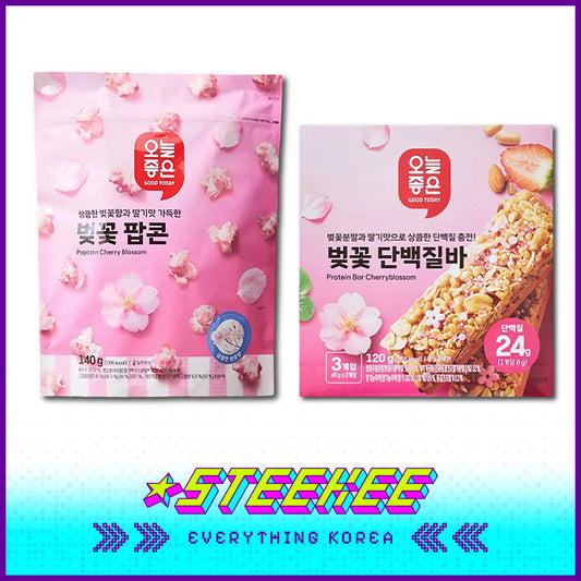 GOOD TODAY Cherry Blossom Flavored Series Protein Bars and Popcorn by Steekee Korea 4300