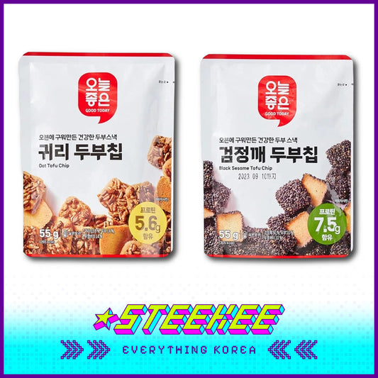 GOOD TODAY Black Sesame Oat Tofu Crispy Chip Snack 55g by Steekee Korea 4302
