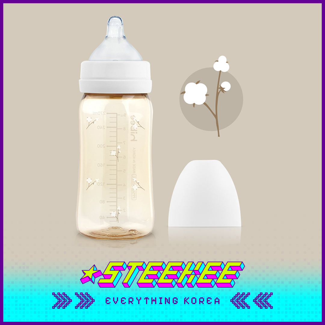 Hibee Eight Air Vents PPSU Anti-Colic BPA-free Baby Bottle Large Capacity Cotton 270ml by Steekee Korea 4317