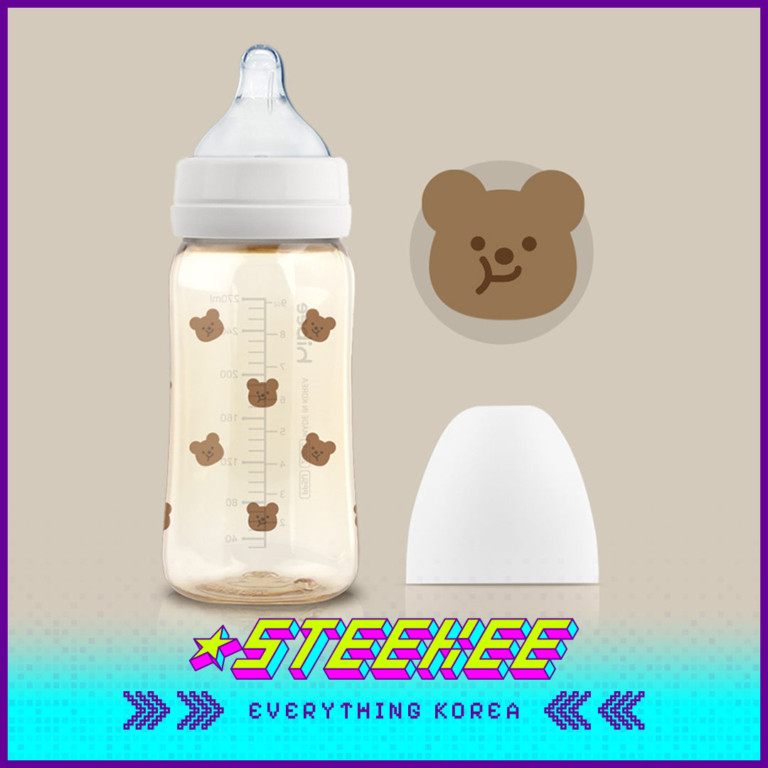 Hibee Eight Air Vents PPSU Anti-Colic BPA-free Baby Bottle Large Capacity Cute Bear 270ml by Steekee Korea 4318