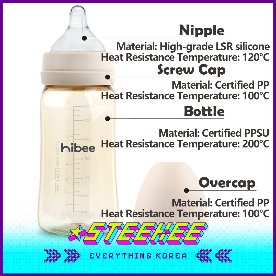 Hibee Eight Air Vents PPSU Anti-Colic BPA-free Baby Bottle Large Capacity Spring Daisy 270ml by Steekee Korea 4319