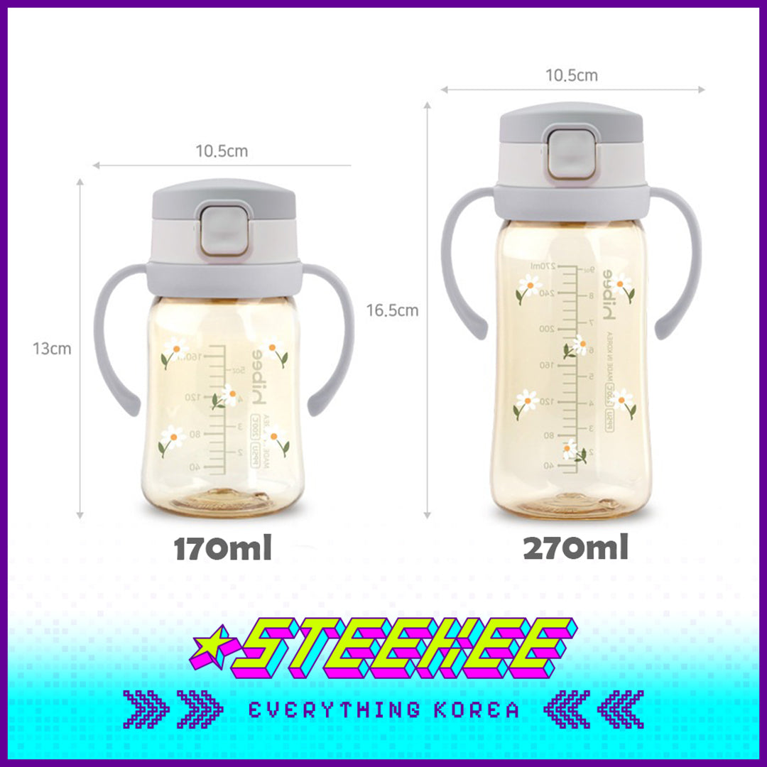 Hibee PPSU One-Touch Straw Cup Baby Water Bottle BPA-free Leak-proof Set of 2 by Steekee Korea 4322