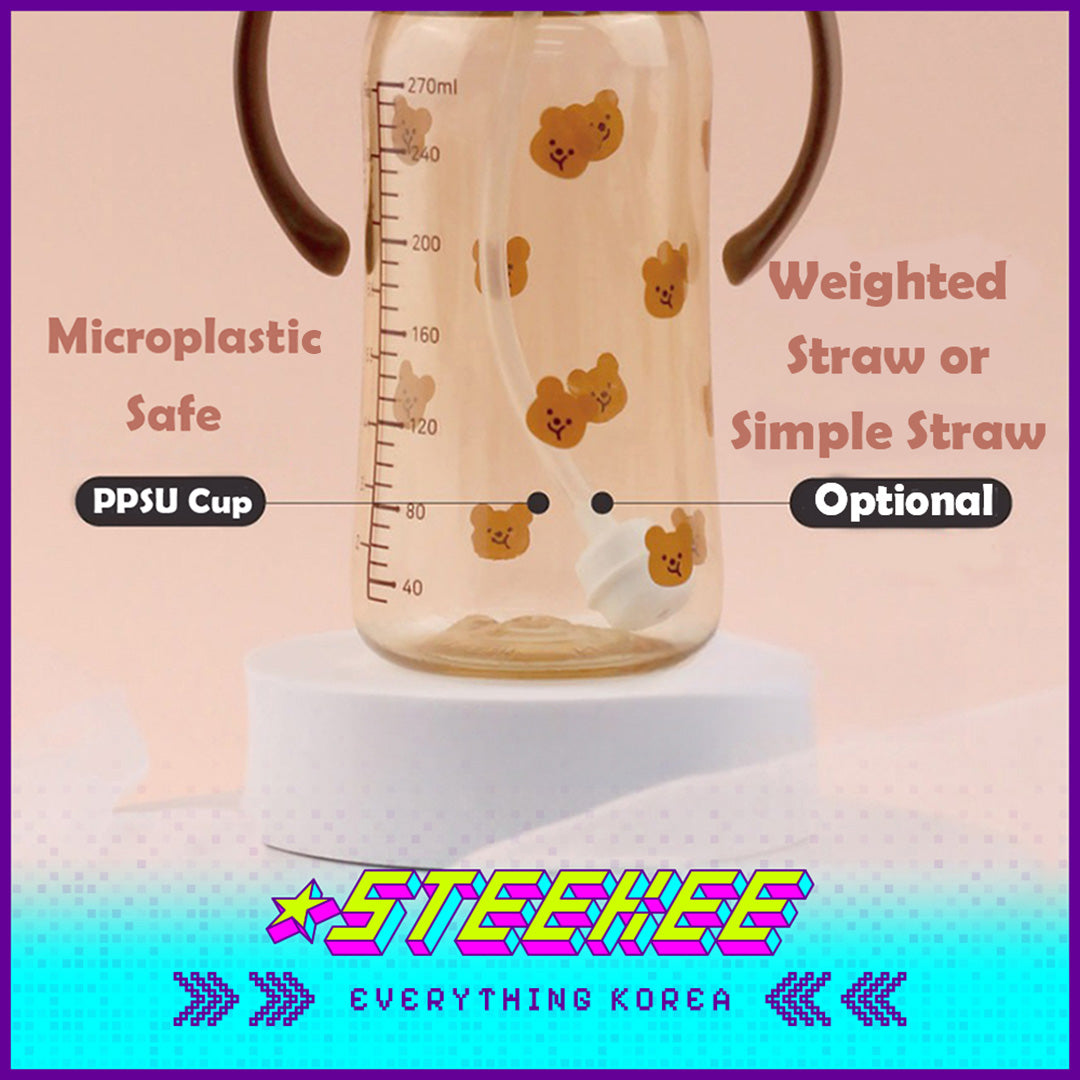 Hibee PPSU One-Touch Straw Cup Baby Water Bottle BPA-free Leak-proof Set of 2 by Steekee Korea 4322