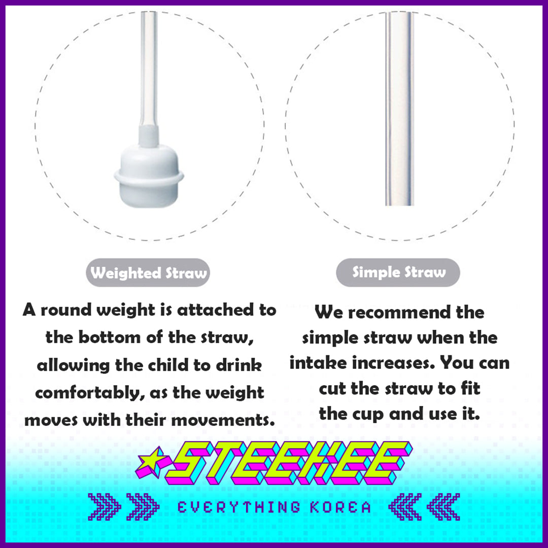 Hibee PPSU One-Touch Straw Cup Baby Water Bottle BPA-free Leak-proof Set of 2 by Steekee Korea 4322