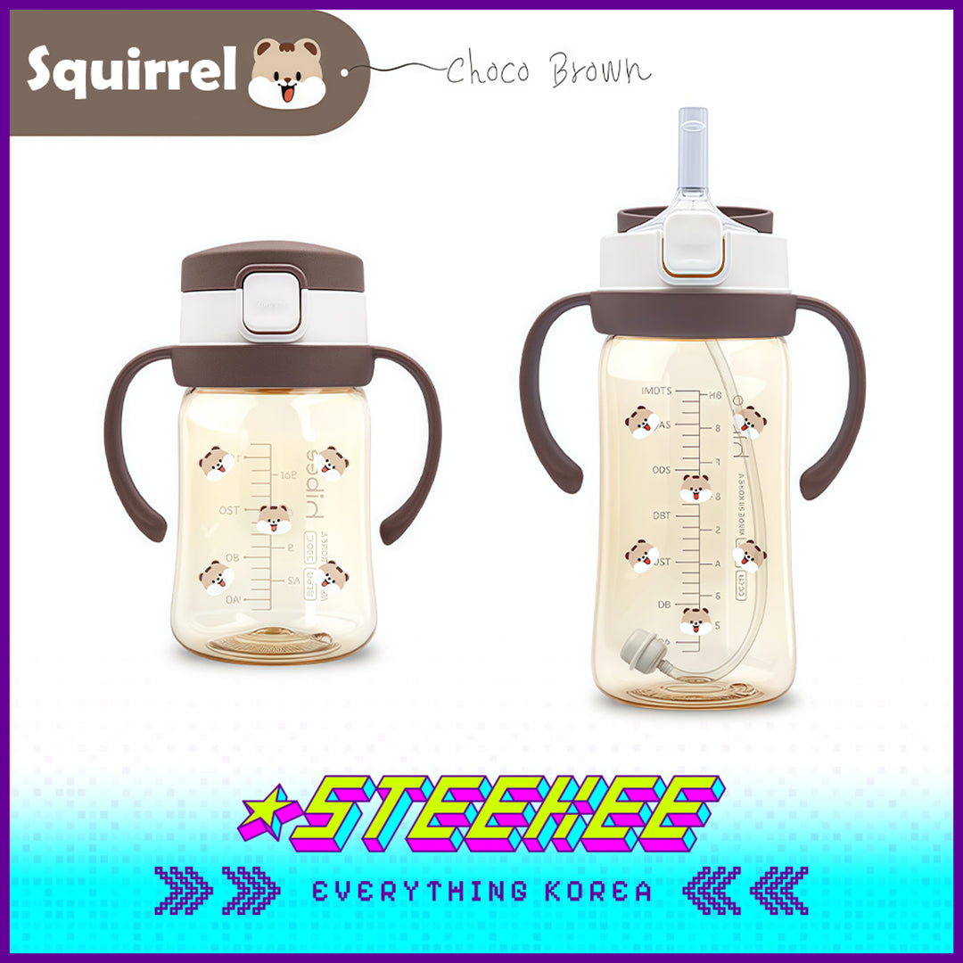 Hibee PPSU One-Touch Straw Cup Baby Water Bottle BPA-free Leak-proof Set of 2 by Steekee Korea 4322