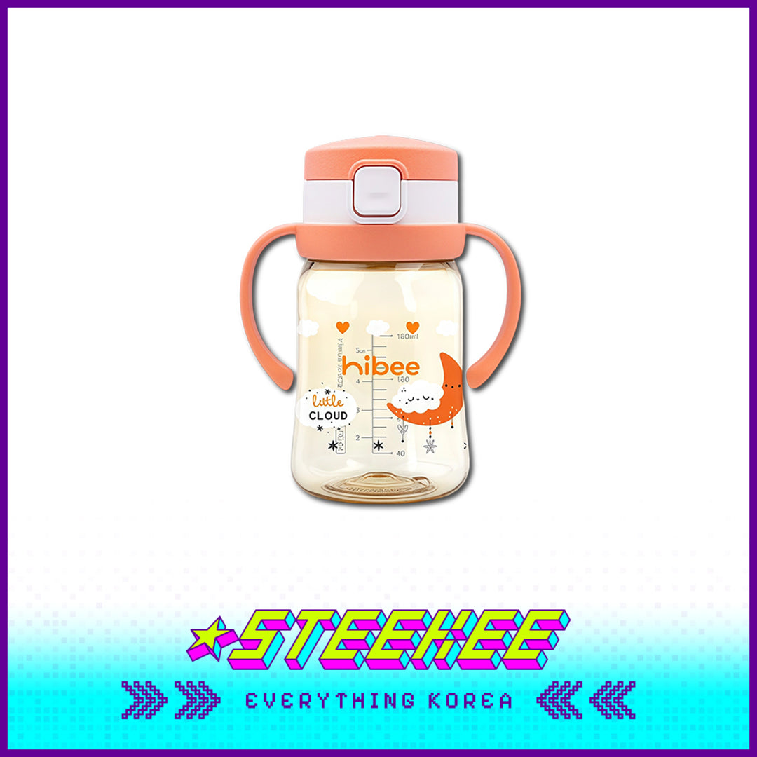 Hibee PPSU One-Touch Straw Cup Baby Water Bottle BPA-free Leak-proof Set of 2 by Steekee Korea 4322