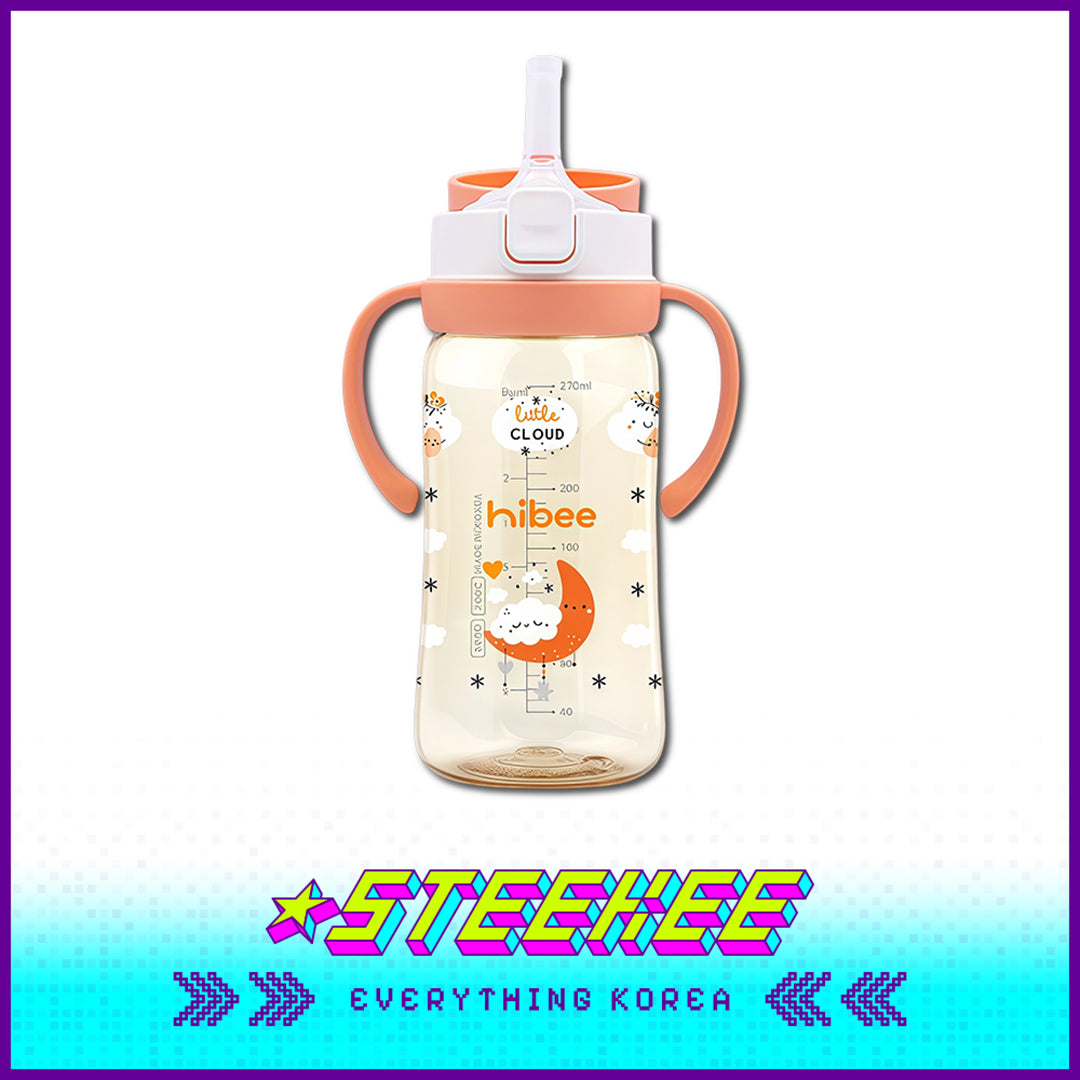 Hibee PPSU One-Touch Straw Cup Baby Water Bottle BPA-free Leak-proof Set of 2 by Steekee Korea 4322