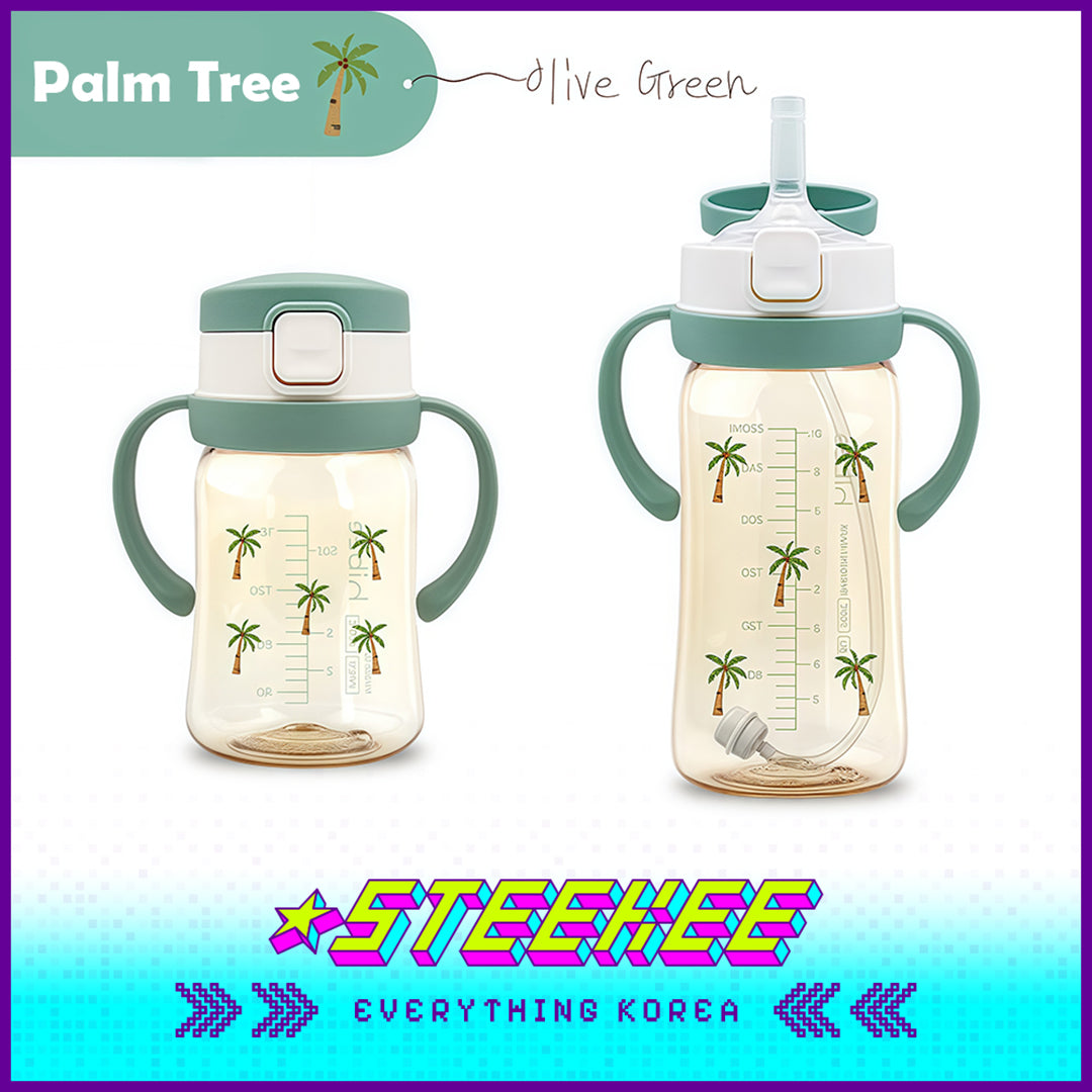 Hibee PPSU One-Touch Straw Cup Baby Water Bottle BPA-free Leak-proof Set of 2 by Steekee Korea 4322