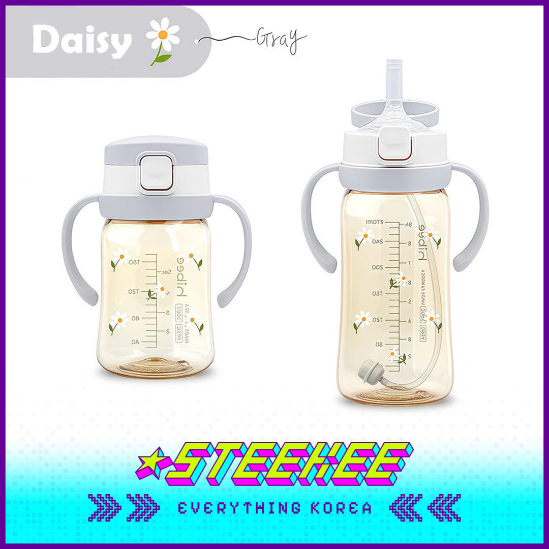 Hibee PPSU One-Touch Straw Cup Baby Water Bottle BPA-free Leak-proof Set of 2 by Steekee Korea 4322