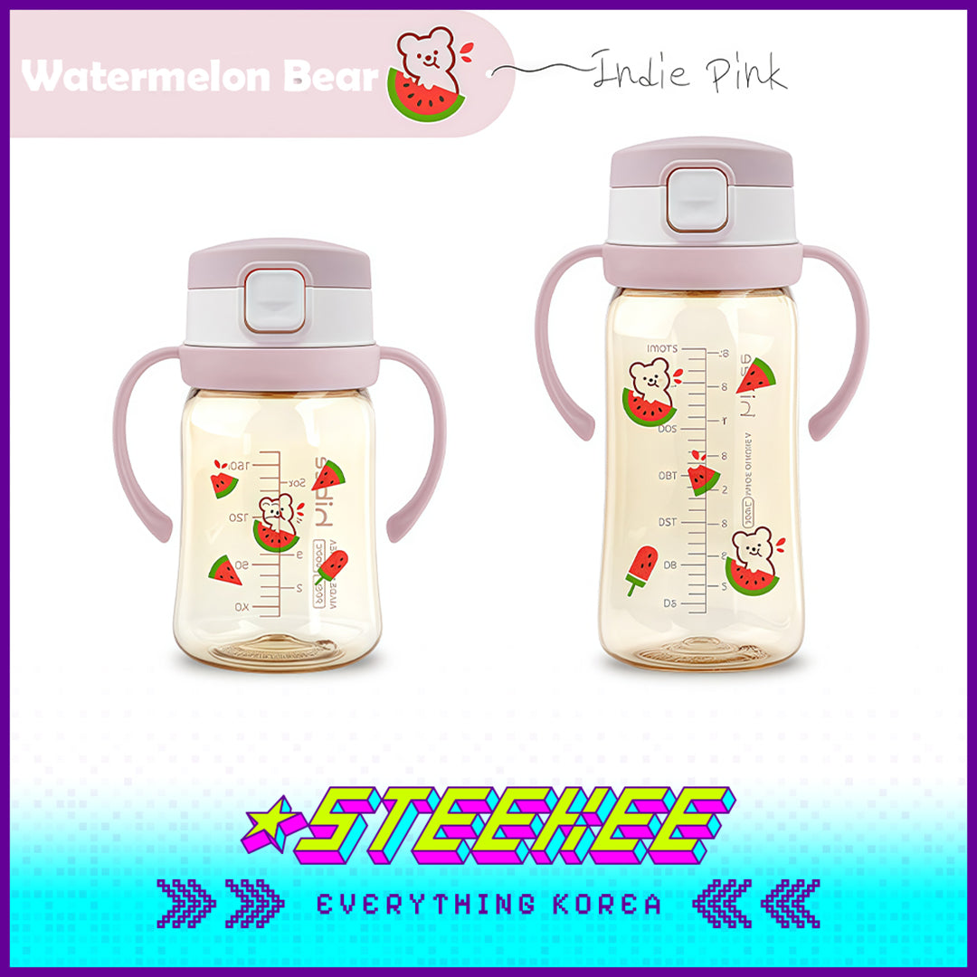 Hibee PPSU One-Touch Straw Cup Baby Water Bottle BPA-free Leak-proof Set of 2 by Steekee Korea 4322