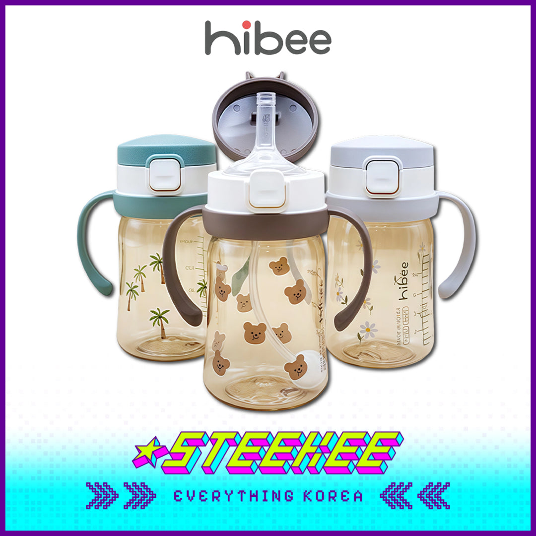 Hibee PPSU One-Touch Straw Cup Baby Water Bottle BPA-free Leak-proof Set of 2 by Steekee Korea 4322